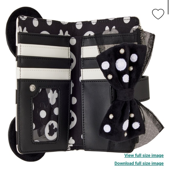 Loungefly Minnie Mouse Exclusive Polka Dot Pearl Mini Backpack & Wallet - Picture 6 of 12